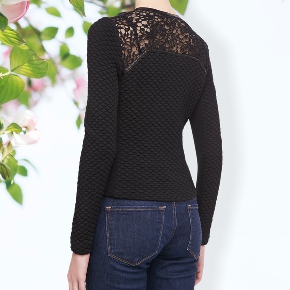 REBECCA Taylor Quilted Lace-Panel Jacket - Picture 2 of 6